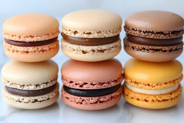 Colorful Assorted Macarons Arrangement for Dessert Lovers and Confectionery Design