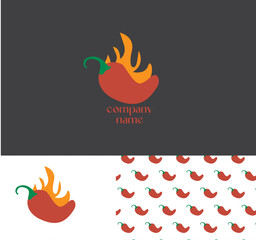 Spicy Red Chili Fire Logo Icon for Hot Sauce, Fast Food and Restaurant Branding