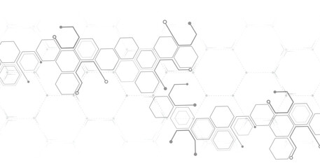 Background of hexagon geometric grey pattern. healthcare medical and technology background.Graphic digital science concept design, innovation technology, healthcare, and medicine design.	