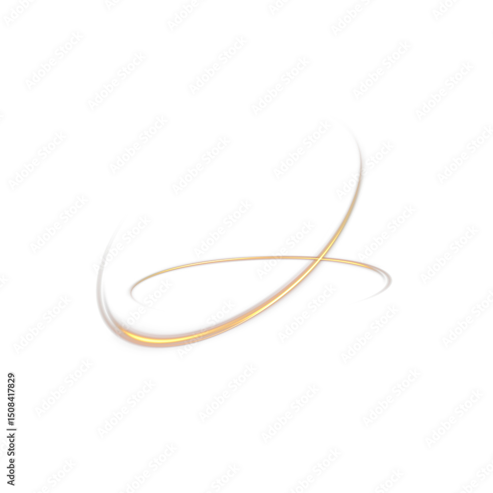 Aufkleber golden light streaks curved on transparent background.motion and speed, with subtle sparkling partic