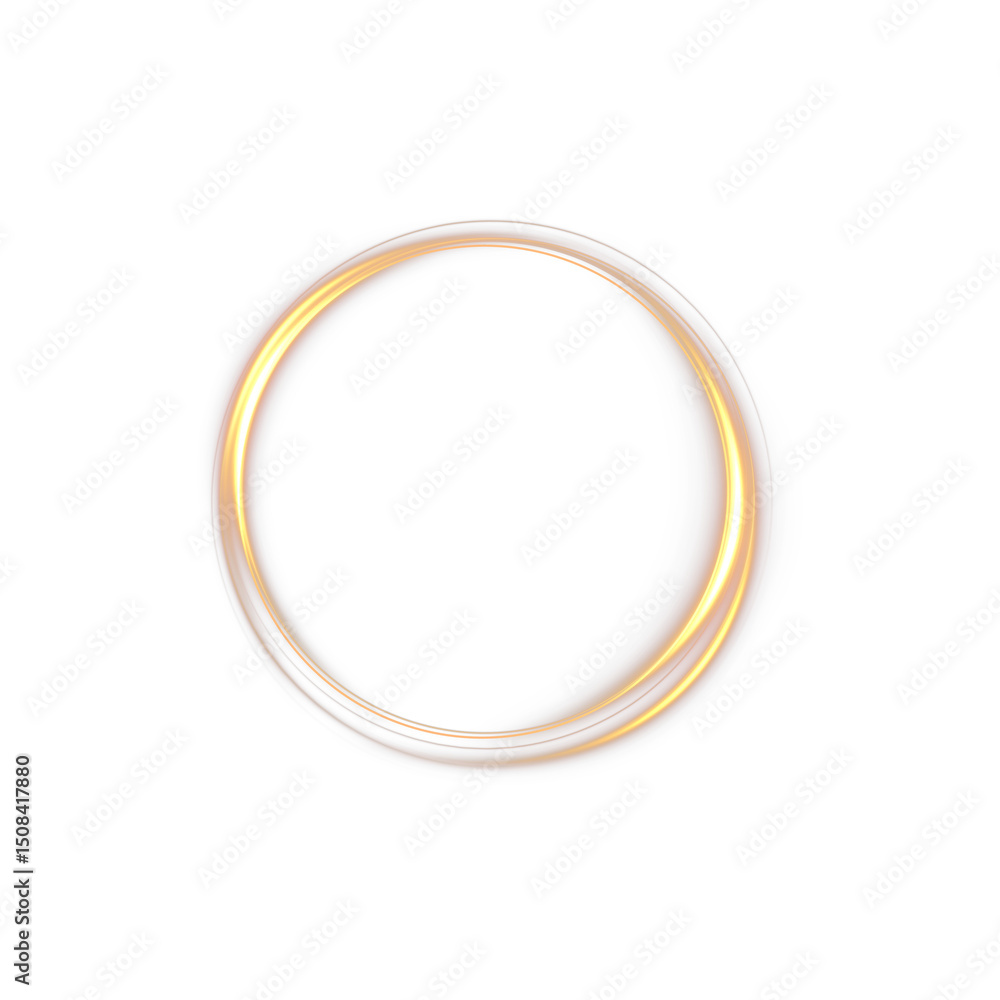 Aufkleber light golden circle with neon ring effect. shimmering portal, glowing circular lines and shine overl