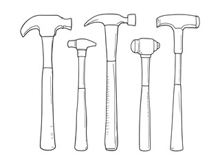 Hammer line art vector