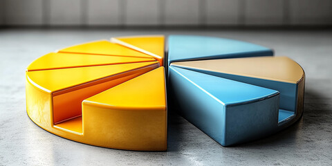 3D Budget Pie Chart Slices Isolated Vector Graphic Rotation Detailed Breakdown Infographic Personal Finance Expense Tracking Financial Planning 3D Icon White Background