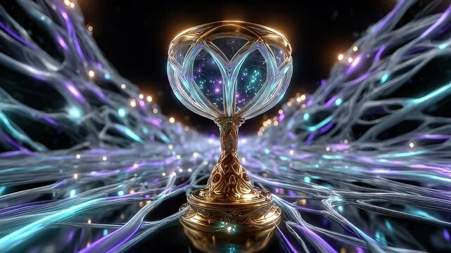 Golden goblet fantasy background