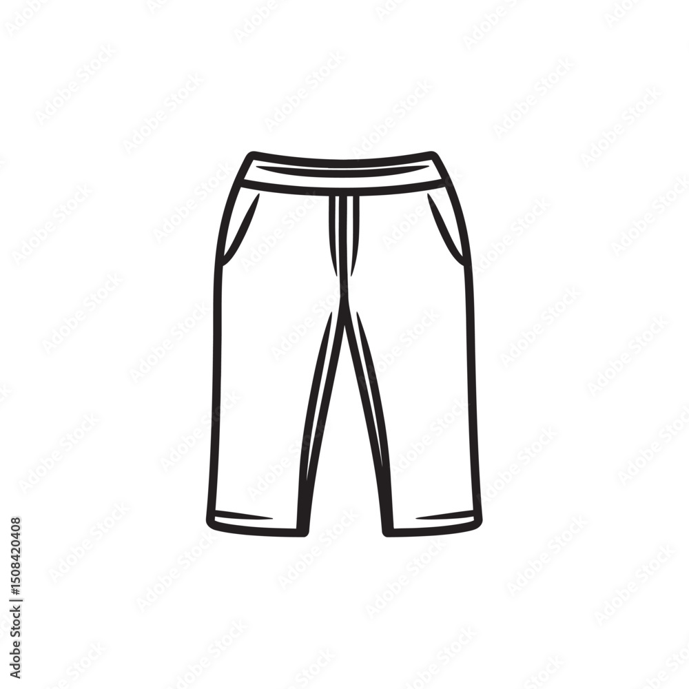 Poster the simple sketch of short pants with pockets showcases outlines on transparent backdrop