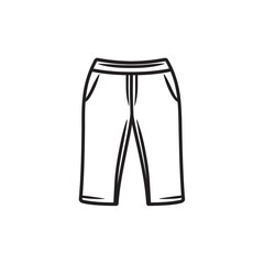 The simple sketch of short pants with pockets showcases outlines on transparent backdrop