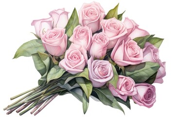 Rose flower plant white background.