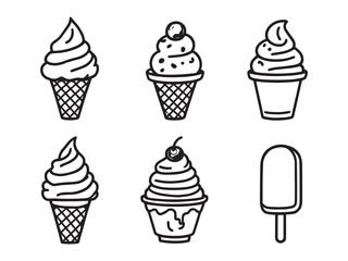 Ice cream line art vector