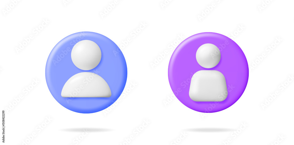 Poster user profile icon set made of 3d vector elements. group of male and female avatars with colorful but