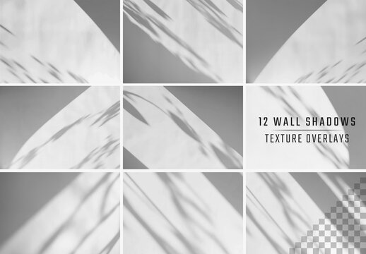 12 Isolated Shadows Overlay On Transparent Background
