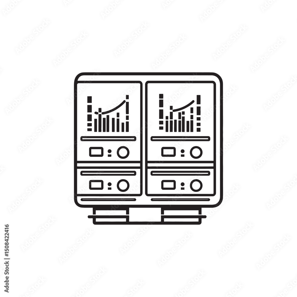 Poster this double server icon showcases rising graph lines against a transparent backdrop