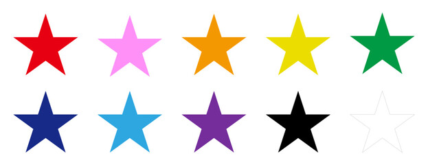 Colorful Star Icons Set – 10 Colors Vector Pack
