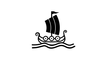 viking ship symbol ,black isolated silhouette