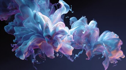 Abstract Colorful Ink Swirls: A Serene Dive into Fluid Dynamics