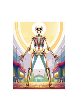 skeleton standing stadium bright colors clip art preview