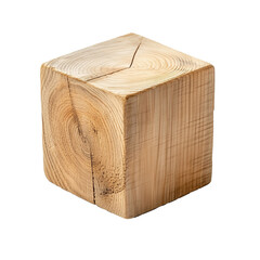 Wooden Cube Block with Natural Texture  isolated on transparent or white background	
 