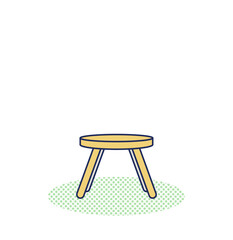 木製のスツールのシンプルなカラーイラスト