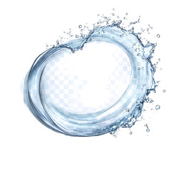 Abstract swirling water design featuring a central, opaque, irregular shape