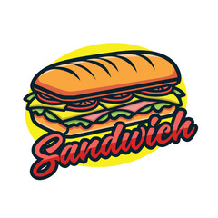 Sub Sandwich Logo Vector Design in Single Outline Color.eps
