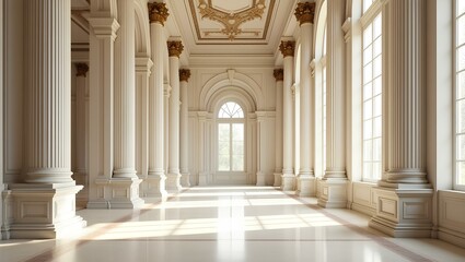 Classical Grand Interior with White Columns