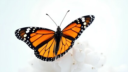 Fototapeta premium Monarch Butterfly with Detailed Wings on White