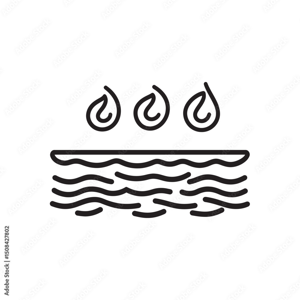 Poster three unique black fluid drops are poised above an abstract wavy pattern with a transparent backgrou