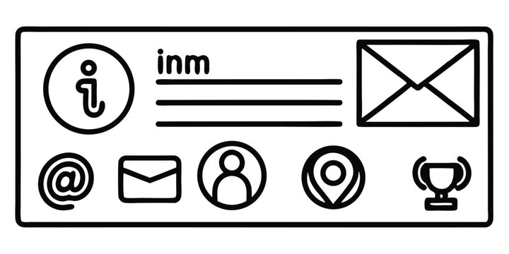 Monochrome Contact Card with Information Email Profile Location and Award Icons