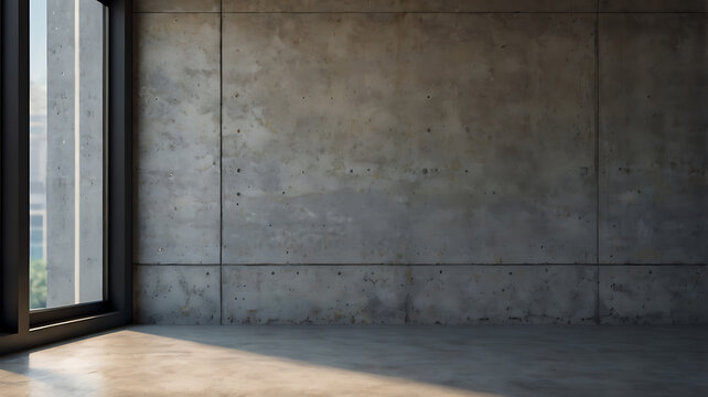 Old textured grunge wall with aged stone and brick, featuring a dark vintage window for product display. - Powered by Adobe