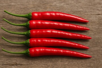 red hot chili peppers. Big spicy red chilies lined up on the table
