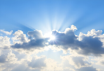 Bright blue sky with beautiful white clouds, Generative AI