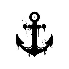 Black anchor design with paint drips against light background showcasing artistic creativity © HENI