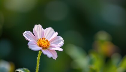 a clear, central image of a flower, softly diffused, with ample copy space on the left for potential text overlay.
