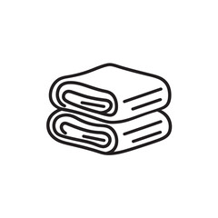 Obraz premium Two folded towels are stacked neatly on top of each other in black outline