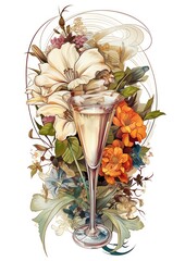 Fototapeta na wymiar Cocktail flower glass drink.