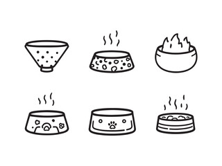 Pet bowl vector line art illustration