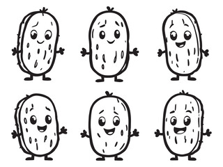 Pickles vector line art illustration