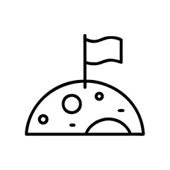 moon flag icon, simplistic style, black outline, transparent background
