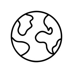 Black outline planet icon with transparent background design  