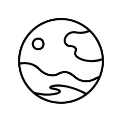 Pluto icon in minimalist style with black outline on transparent background  