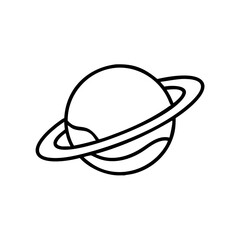 Planet rings icon in minimalist style with black outline and transparent background  