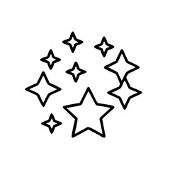 Obraz premium star cluster icon representing dreams and aspirations, black outline, transparent background