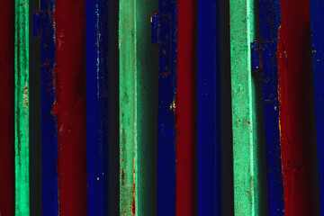 Dark old multi colored doors left after replacement and repair
