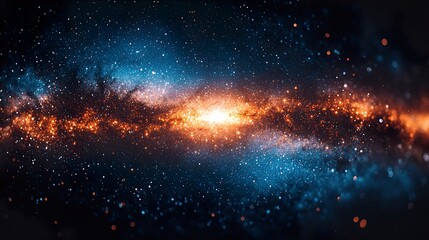 Naklejka premium Bright light exploding in the dark universe, creating a blue horizon HD 8k wallpaper photographic image