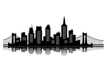 Naklejka premium vector architecture design flat city panorama black city with bridge