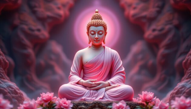 20250522151443list 197 gautama buddha keyword suggestions: hindusim symbolism buddhism spirituality purnima radiant pink tones copy space at the top for photo use: spiritual and se