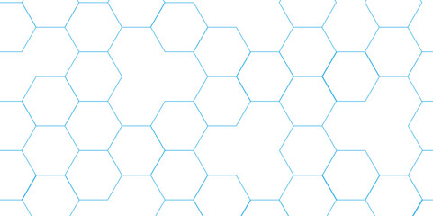 Abstract white background with blue hexagons seamless pattern and geometric in vector design. Futuristic blue neon honeycombs. Modern technology design .Minimal style website banner, decoration .