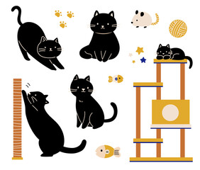かわいい猫のポーズのイラスト素材