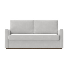modern white leather 2-seat sofa front view isolated.
