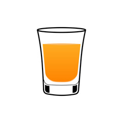 glass of orange juice alcohol whiskey shot vector