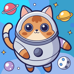 Astronaut Cat Exploring the Cosmos